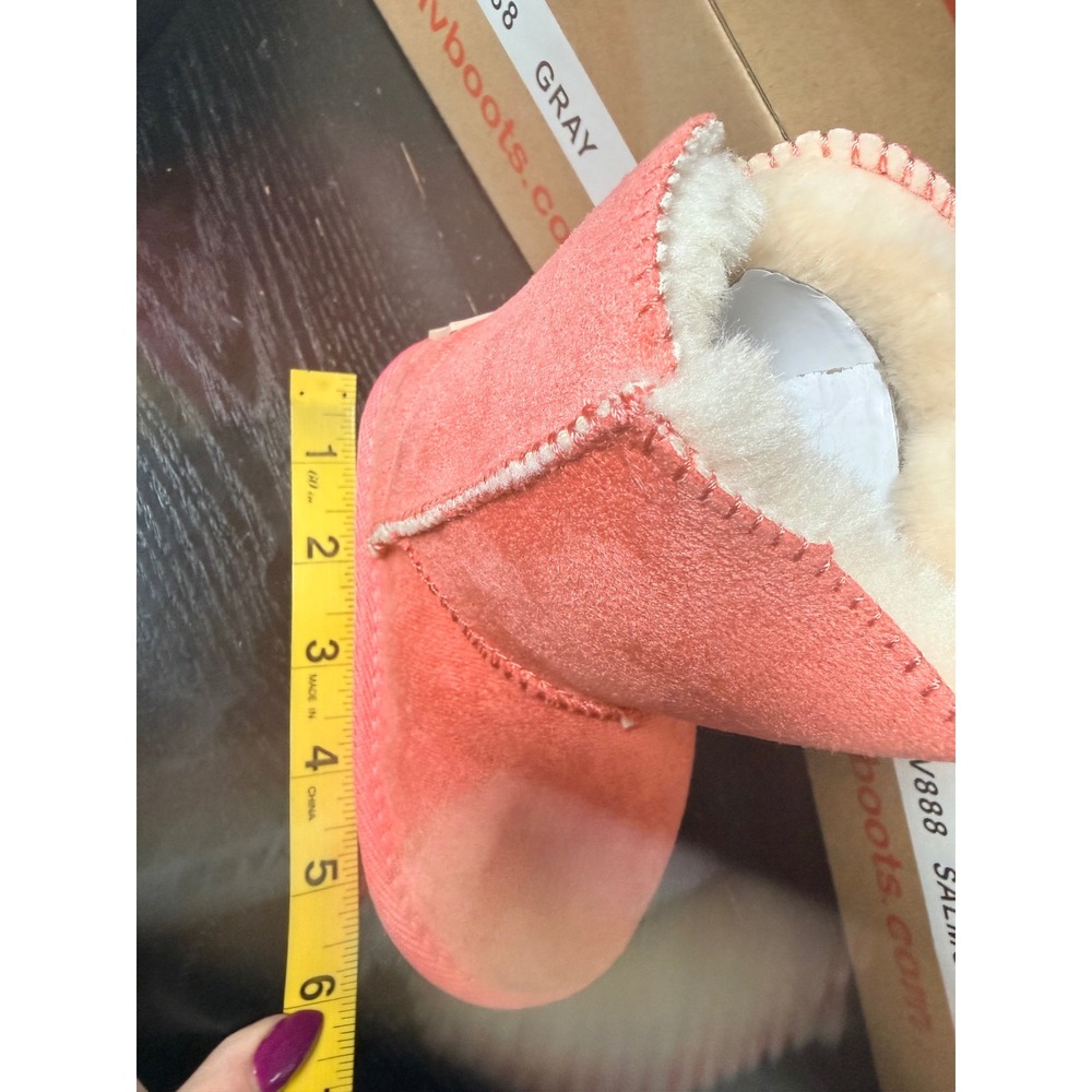 Liv Boots LV888 Kids Suede Shearling Winter Boots Gray Salmon Size S New - Picture 6 of 9